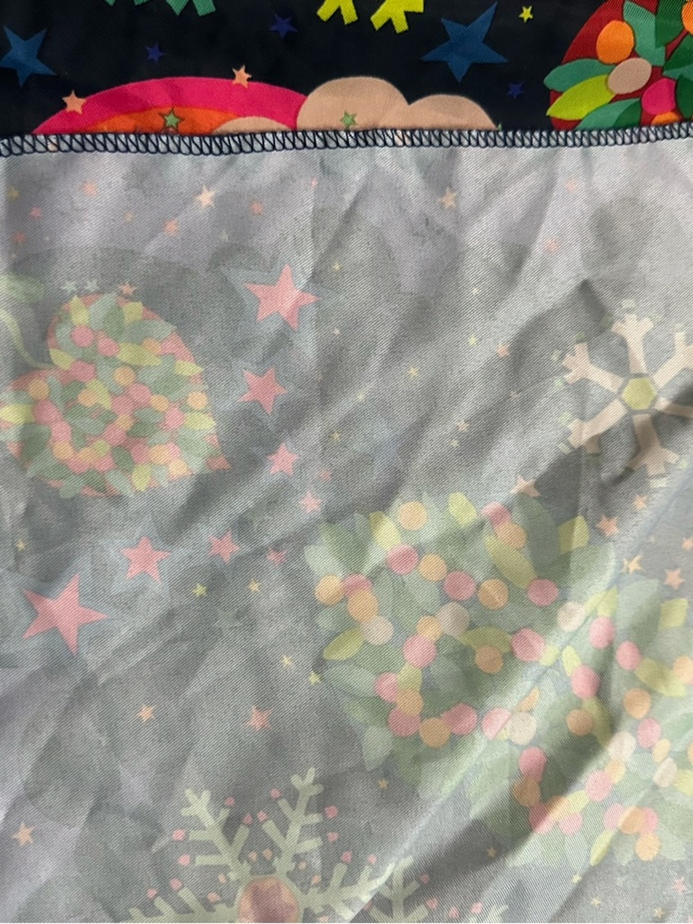Lush Navy Moon Stars and Rainbows Print Knot Wrap Scarf and for Gifts Square - Picture 5 of 7